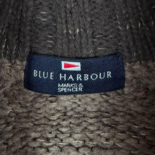 Load image into Gallery viewer, M&S Blue Harbour Mens Medium Brown Wool Blend Chunky Knit Quarter Zip Jumper