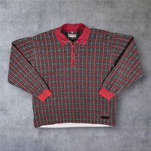 Load image into Gallery viewer, Vintage 90's John F. Gee Red Grey Check 1/4 Zip Pullover Cotton Shirt