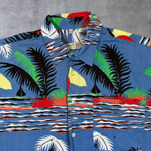 Load image into Gallery viewer, Vintage John F. Gee Hawaiian Tropical Pattern Blue Cotton Short Sleeve Shirt