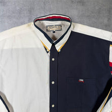 Load image into Gallery viewer, Vintage 90s Indian Blue Colour Block Striped Shirt Oversized XL Retro
