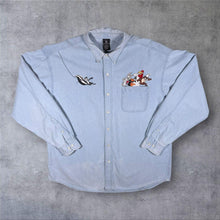 Load image into Gallery viewer, Vintage Warner Bros. Looney Tunes Embroidered Blue Denim Long Sleeve Cotton Shirt