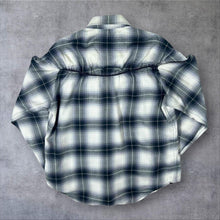 Load image into Gallery viewer, Vintage Cowboy Western Black White Grey Plaid Check Popper Cotton Long Sleeve Shirt