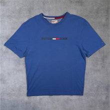 Load image into Gallery viewer, Tommy Hilfiger Denim Classic Spellout Graphic Blue Cotton Short Sleeve T-Shirt