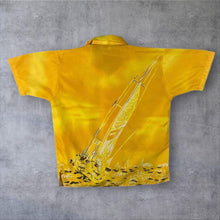 Load image into Gallery viewer, Early 00's Rivaldi Okinawa Style Gothic Y2K Graphic Yellow Short Sleeve Shirt