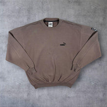 Load image into Gallery viewer, Vintage 90s Puma Sweatshirt Large Faded Brown Embroidered Logo Crewneck L