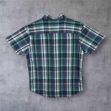 Load image into Gallery viewer, Columbia Mens M Green Navy Plaid Check Shirt Short Sleeve Outdoor Hiking
