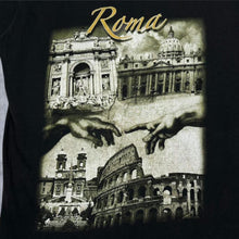 Load image into Gallery viewer, Early 00’s Roma Italy Rome Souvenir Spellout Graphic Black T-Shirt