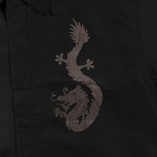 Load image into Gallery viewer, Early 00's In Fine Goth Traditional Dragon Felt Motif Black Polyester Shirt