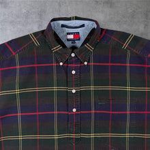 Load image into Gallery viewer, Vintage Tommy Hilfiger Tartan Plaid Check 1/4 Button Short Sleeve Button-Down Shirt