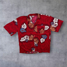 Load image into Gallery viewer, Vintage Koko Knot Hawaiian Floral Pattern Red Rayon Short Sleeve Shirt