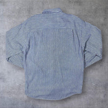 Load image into Gallery viewer, Vintage 90's Cavori "Sporting" Blue White Patterned Striped Long Sleeve Button-Up Shirt