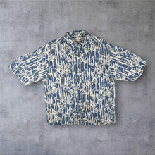 Load image into Gallery viewer, Vintage Fieldmaster Hawaiian Tropical Pattern Blue White Linen Rayon Shirt