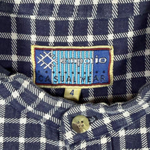Load image into Gallery viewer, Vintage Emporio Casual Wear Navy Blue White Check Grand Collar Long Sleeve Shirt