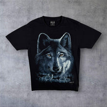 Load image into Gallery viewer, Early 00's Wild Wolf Animal Wildlife Graphic Black Cotton T-Shirt
