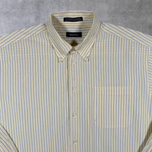 Load image into Gallery viewer, Nautica Yellow Blue White Striped Cotton Long Sleeve Button-Down Shirt