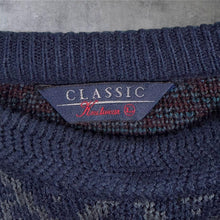 Load image into Gallery viewer, Vintage Classic Knitwear 90s Geometric Aztec Jumper Navy Blue Korean L M