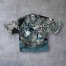 Load image into Gallery viewer, Early 00's Hundred Continent Goth Y2K Leopard Animal Patterned Short Sleeve Shirt