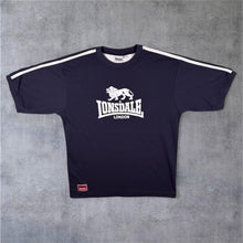 Load image into Gallery viewer, Early 00's Lonsdale Classic Logo Graphic Navy Blue Cotton Blend Short Sleeve T-Shirt