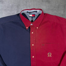 Load image into Gallery viewer, Vintage 90s Tommy Hilfiger Colourblock Shirt Crest Logo Red Navy Mens M L