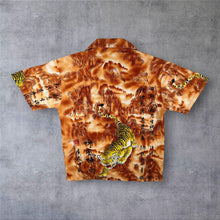 Load image into Gallery viewer, Vintage Goth Y2K Tiger Patterned Graphic Orange Viscose Blend Short Sleeve Shirt