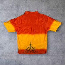 Load image into Gallery viewer, Early 00's Freewear Surf Goth Y2K Tribal Orange Yellow Polyester Short Sleeve Shirt