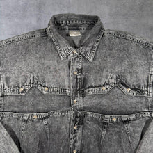 Load image into Gallery viewer, Vintage Cowboy Western Grey Acid Wash Denim Long Sleeve Cotton Shirt