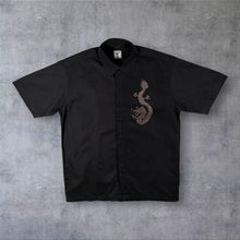 Load image into Gallery viewer, Early 00's In Fine Goth Traditional Dragon Felt Motif Black Polyester Shirt