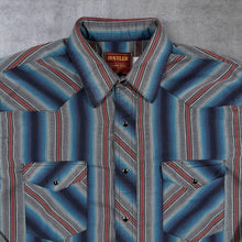 Load image into Gallery viewer, Vintage Rustler X-Long Tails Cowboy Western Striped Long Sleeve Popper Shirt