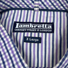 Load image into Gallery viewer, Lambretta Carnaby Street Mens XL Purple Gingham Check Mod Long Sleeve Shirt