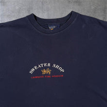 Load image into Gallery viewer, Vintage The Sweater Shop Embroidered Spellout Navy Blue Cotton Single Stitch T-Shirt