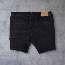 Load image into Gallery viewer, Atlas For Men Classic Black Stretch Cotton Denim Casual Cargo Shorts