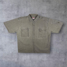 Load image into Gallery viewer, Vintage Nuovo Basic Western Safari Style Washed Grey Cotton Short Sleeve Shirt