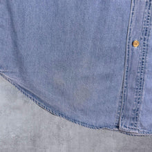 Load image into Gallery viewer, Vintage The Flintstones C&A Embroidered Pocket Blue Denim Short Sleeve Shirt