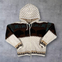 Load image into Gallery viewer, Earth Ragz Buffalo Bison Fair Isle Knit Zip Hoodie Western Y2K Mexico Size M