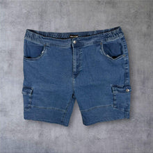 Load image into Gallery viewer, Atlas For Men Blue Stretch Cotton Denim Casual Cargo Carpenter Style Shorts