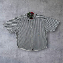 Load image into Gallery viewer, Vintage Tommy Hilfiger Navy Blue White Striped Short Sleeve Button-Down Shirt