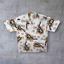 Load image into Gallery viewer, Vintage Fuhua Goth Y2K Traditional Dragon Patterned White Short Sleeve Shirt