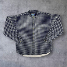 Load image into Gallery viewer, Vintage Emporio Casual Wear Navy Blue White Check Grand Collar Long Sleeve Shirt