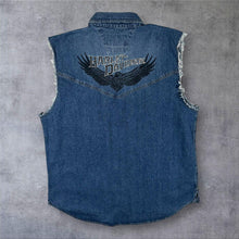 Load image into Gallery viewer, Harley Davidson Mens XL Denim Vest Shirt Eagle Embroidered Sleeveless Biker