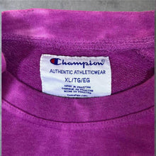 Load image into Gallery viewer, Champion Classic Embroidered Mini Logo Purple Tie Dye Crewneck Sweatshirt