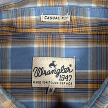 Load image into Gallery viewer, Wrangler Western "Casual Fit" Blue Plaid Check Long Sleeve Cotton Shirt