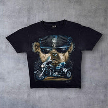 Load image into Gallery viewer, Early 00's Wild Biker Goth Bulldog Dog Graphic Black Cotton T-Shirt