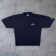 Load image into Gallery viewer, Early 00's Asics Embroidered Mini Logo Short Sleeve Navy Blue Polo Shirt