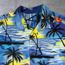 Load image into Gallery viewer, Vintage Palmwave Hawaiian Tropical Pattern Blue Multi Colour Short Sleeve Shirt