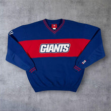 Load image into Gallery viewer, New York Giants NFL Pullover Sweatshirt Large Blue Red V Neck Mesh Sleeve