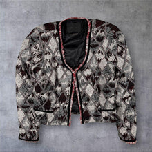 Load image into Gallery viewer, Maison Scotch Star de la Saison Jacquard Tapestry Cropped Blazer Jacket Size 3 UK 8 10