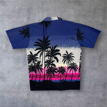Load image into Gallery viewer, Vintage Ja-Aey Hawaiian Tropical Palm Tree Silhouette Pattern Short Sleeve Shirt