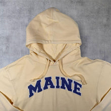 Load image into Gallery viewer, Grey Whale "Maine" Embroidered Spellout USA Tourist Pale Yellow Hoodie