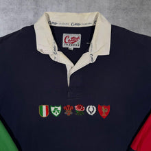 Load image into Gallery viewer, Vintage Cotton Traders Six Nations Rugby Embroidered Colour Block Long Sleeve Polo Shirt