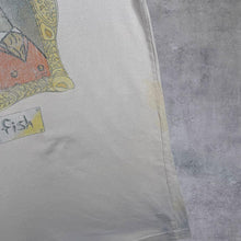 Load image into Gallery viewer, Vintage Weird Fish Parody Cartoon Graphic Faded Grey Distressed Cotton T-Shirt